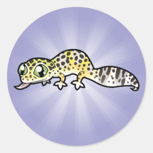 Cartoon Leopard Gecko Runder Aufkleber