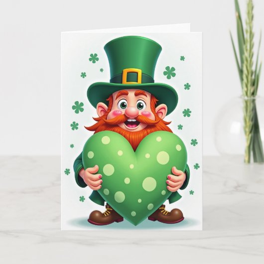 Cartoon Leprechaun Heart Card Karte (Vorderseite)