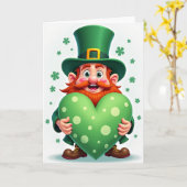 Cartoon Leprechaun Heart Card Karte (Gelbe Blume)