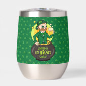 Cartoon leprechaun in einem Topf mit einem Pint (Vorderseite)