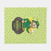 Cartoon leprechaun in einem Topf mit einem Pint Fleecedecke (Vorderseite (Horizontal))