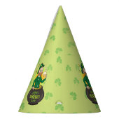Cartoon leprechaun in einem Topf mit einem Pint Partyhütchen (Links)