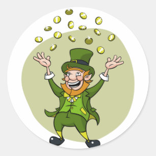 Cartoon Leprechaun Runder Aufkleber