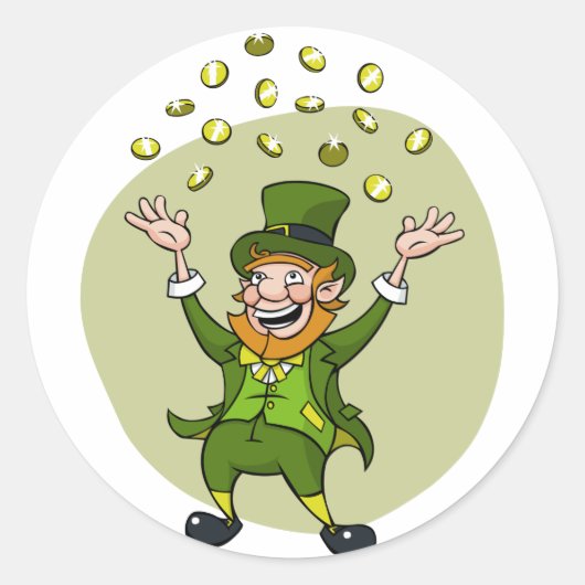 Cartoon Leprechaun Runder Aufkleber (Vorderseite)