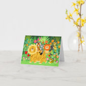 Cartoon Liger and Friends notecard Karte (Gelbe Blume)