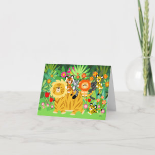 Cartoon Liger and Friends notecard Karte