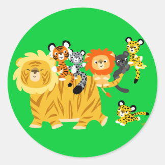 Cartoon Liger und Friends Rundaufkleber Runder Aufkleber