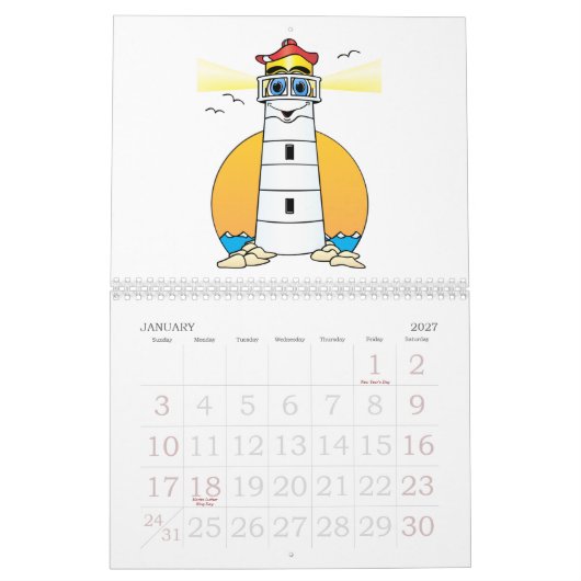 Cartoon Lighthouse-Kalender Kalender (Jan 2027)