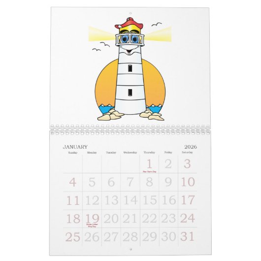 Cartoon Lighthouse-Kalender Kalender (Jan 2026)