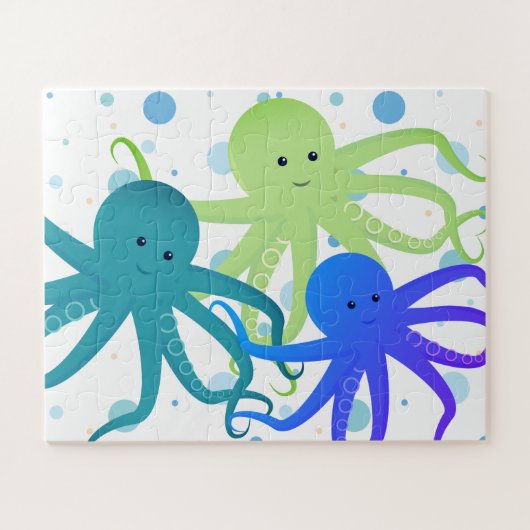 Cartoon Lila Octopus Tier Puzzle (Horizontal)