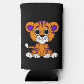 Cartoon Lila & Orange Baby Tiger Selters Dosenkühler (Rückseite)