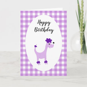 Cartoon lila Poodle Posh Paws lila Geburtstag Karte