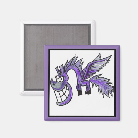 Cartoon lilac Pegasus Magnet (Vorderseite/Rückseite)