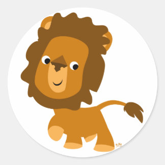 Cartoon-Lion-Aufkleber Runder Aufkleber