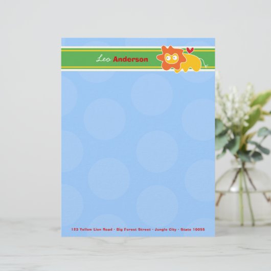 Cartoon Lion Fun Persönlicher Briefkopf (Stehend Vorderseite)