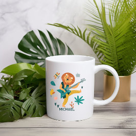 Cartoon Lion & Guitar Kaffeetasse