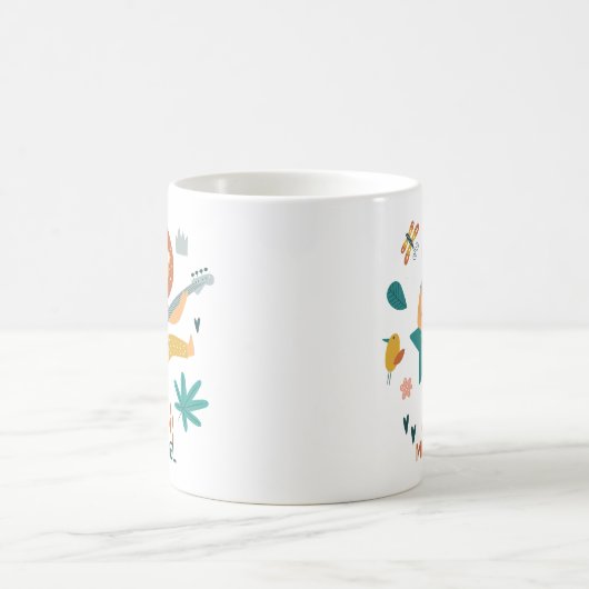 Cartoon Lion & Guitar Kaffeetasse (Mittel)