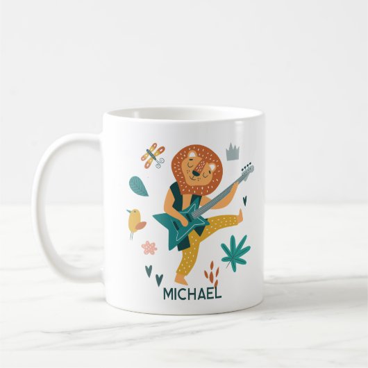 Cartoon Lion & Guitar Kaffeetasse (Links)