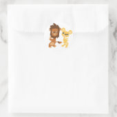 Cartoon Lion und Lioness tanzen rund Aufkleber (Tasche)