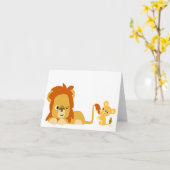 Cartoon Lion Vater und Cub notecard Karte (Gelbe Blume)