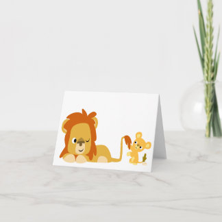 Cartoon Lion Vater und Cub notecard Karte