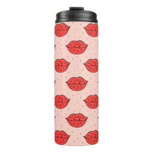 Cartoon Lippen: feministisches Doodle-Muster. Thermosbecher