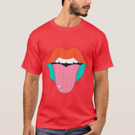 Cartoon Lippen mit Zunge im Retro-Stil T-Shirt