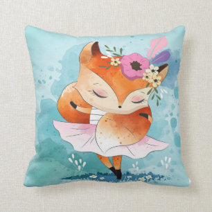 Cartoon Little Fox Liebliches Fox Floral Geschenk Kissen