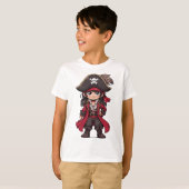 Cartoon Little Pirate Kindergeburtstag T-Shirt (Vorne ganz)