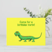 Cartoon Lizard Kids Reptile Birthday Einladungen (Stehend Vorderseite)