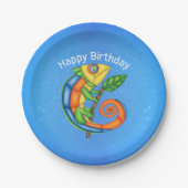 Cartoon Lizard Leaf Birthday Pappteller (Vorderseite)