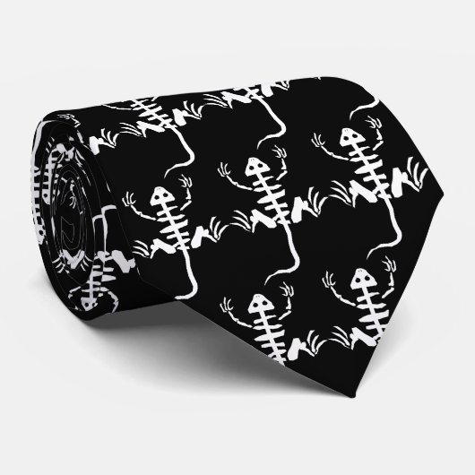 Cartoon Lizard Skeletons Krawatte (Gerollt)