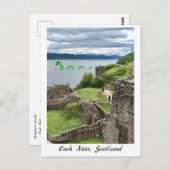 Cartoon Loch Ness Monster & Urquhart Castle Funny Postkarte (Vorne/Hinten)