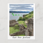 Cartoon Loch Ness Monster & Urquhart Castle Funny Postkarte (Vorderseite)