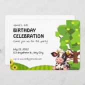 Cartoon Lola cow birthday invitation for kids. Mitteilungskarte (Vorne/Hinten)