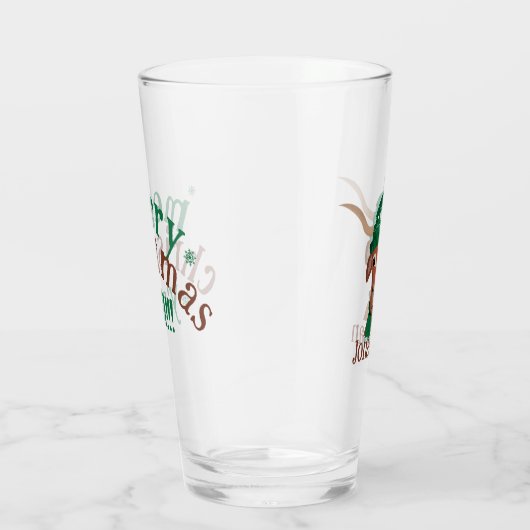 Cartoon Longhorn in grüner Skikappe und Scarf Glas (Rechts)