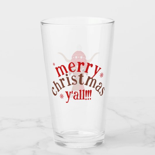 Cartoon Longhorn in Roter Skistütze und Karpfen Glas (Rückseite)