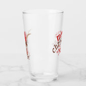 Cartoon Longhorn in Roter Skistütze und Karpfen Glas (Links)