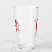 Cartoon Longhorn in Roter Skistütze und Karpfen Glas (Rechts)