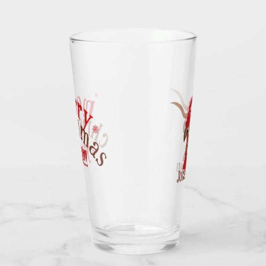 Cartoon Longhorn in Roter Skistütze und Karpfen Glas (Rechts)