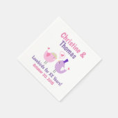 Cartoon Lovebirds Meilenstein Jahrestag Serviette (Ecke)