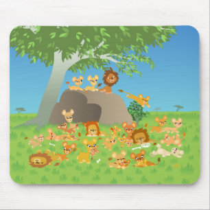 Cartoon-Löwe-Familie mousepad