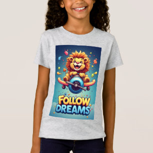 🦁 Cartoon-Löwe-Flugzeug-Abenteuer-Kinder-Grafik ✈ T-Shirt