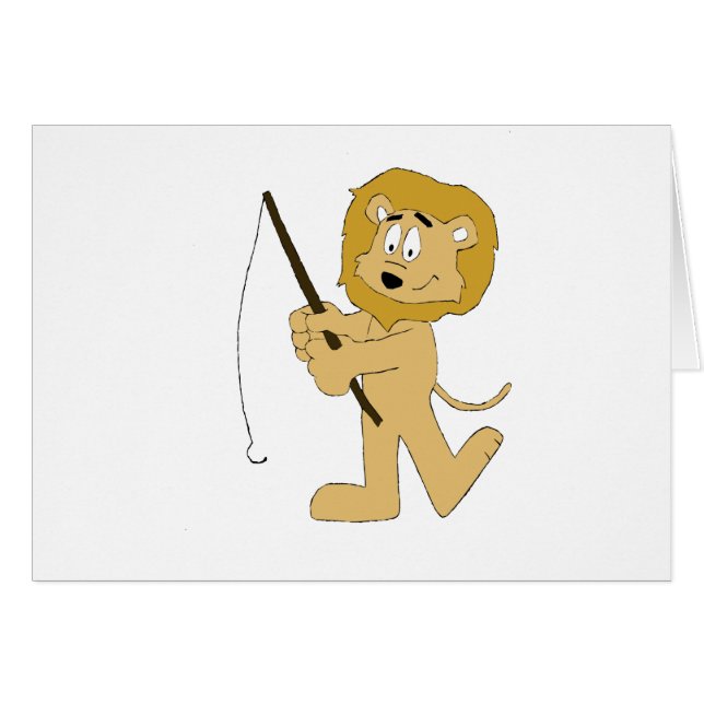 Cartoon-Löwe mit a-Fischerei Pole (Vorderseite (Horizontal))