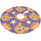 Cartoon Löwen & Tiger: Vintag Polyester Weihnachtsbaumdecke (Schrägansicht)