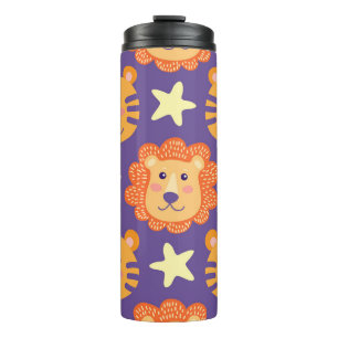 Cartoon Löwen & Tiger: Vintag Thermosbecher