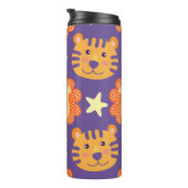 Cartoon Löwen & Tiger: Vintag Thermosbecher (Nach rechts gedreht)