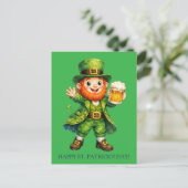 Cartoon Lucky Leprechaun St. Patrick's Day Card Postkarte (Stehend Vorderseite)