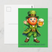 Cartoon Lucky Leprechaun St. Patrick's Day Card Postkarte (Vorne/Hinten)