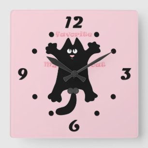 #Cartoon #lustige # Katzenwurfkissen Quadratische Wanduhr